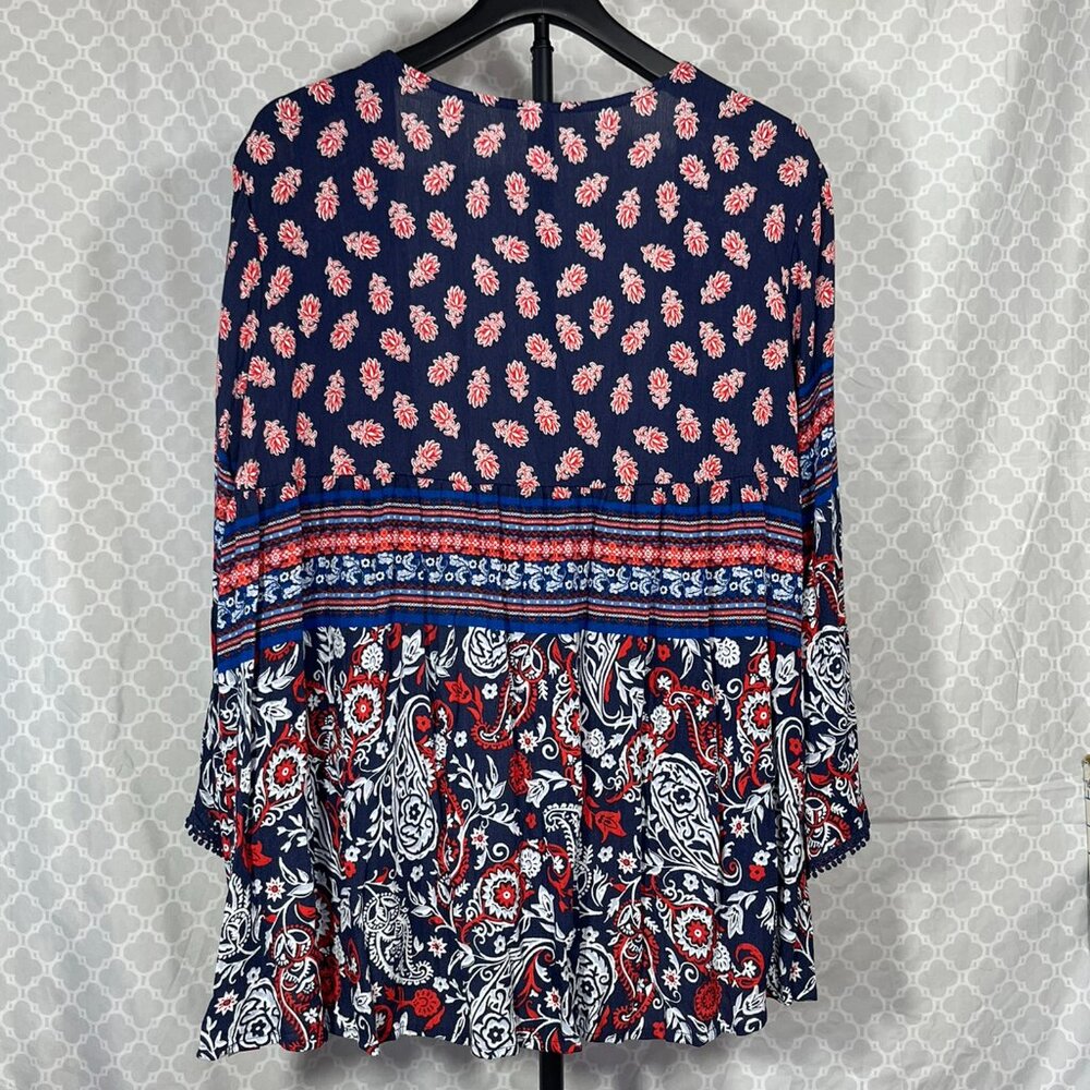 Xhilaration XXL NWT Boho Floral Open Front Kimono Cardigan High Low Hem - Picture 2 of 10
